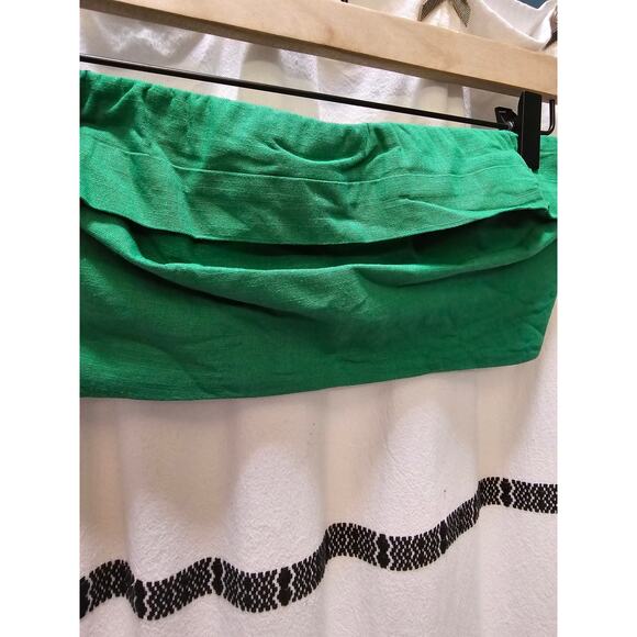 Princess Polly kelly green bandeau exposed zipper pleated crop top US 4 - Picture 3 of 9